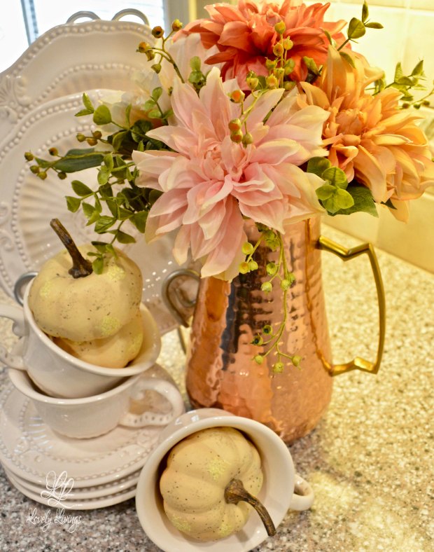 Autumn Floral Arrangement in Brass